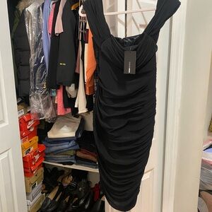 Elegant Black Ruched Dress